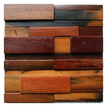 Natural Irregular Solid Wood 3D Backsplash Wood Mosaic Wall Tiles Designs